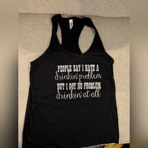 Black Graphic Tank Top with Fun Quote